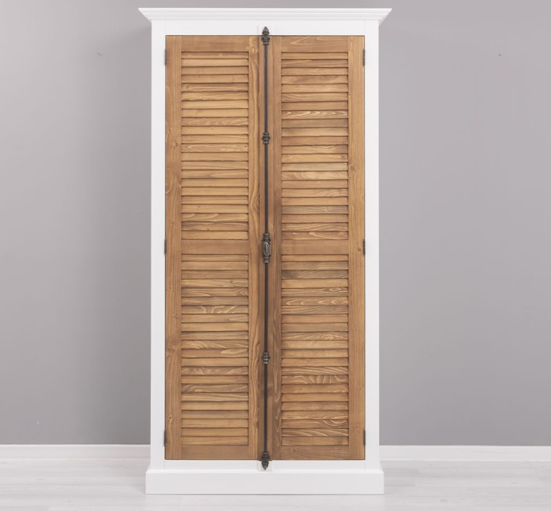 Shutter Kleiderschrank Massivholz Kiefer – 2 Lamellentüren, 109x210x40 cm