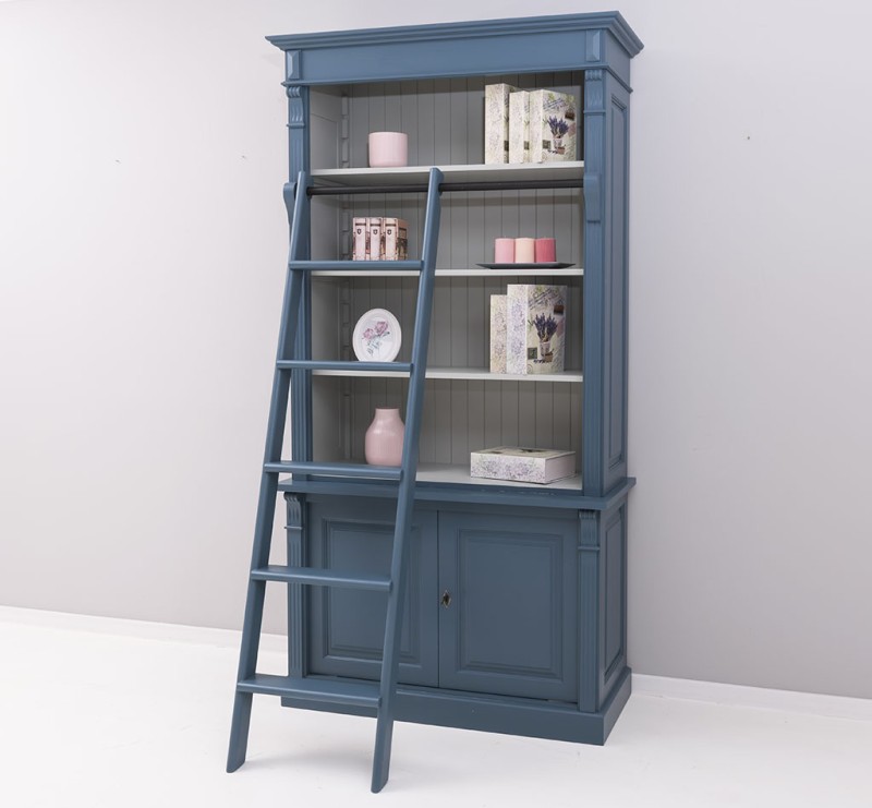 2-türiges Bücherregal mit Leiter 120 cm Bücherwand