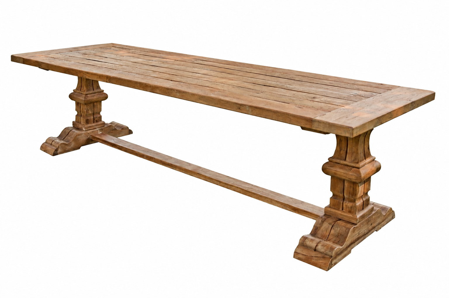 Gartentisch Provence aus recyceltem Teakholz – massiver Klostertisch für den Außenbereich