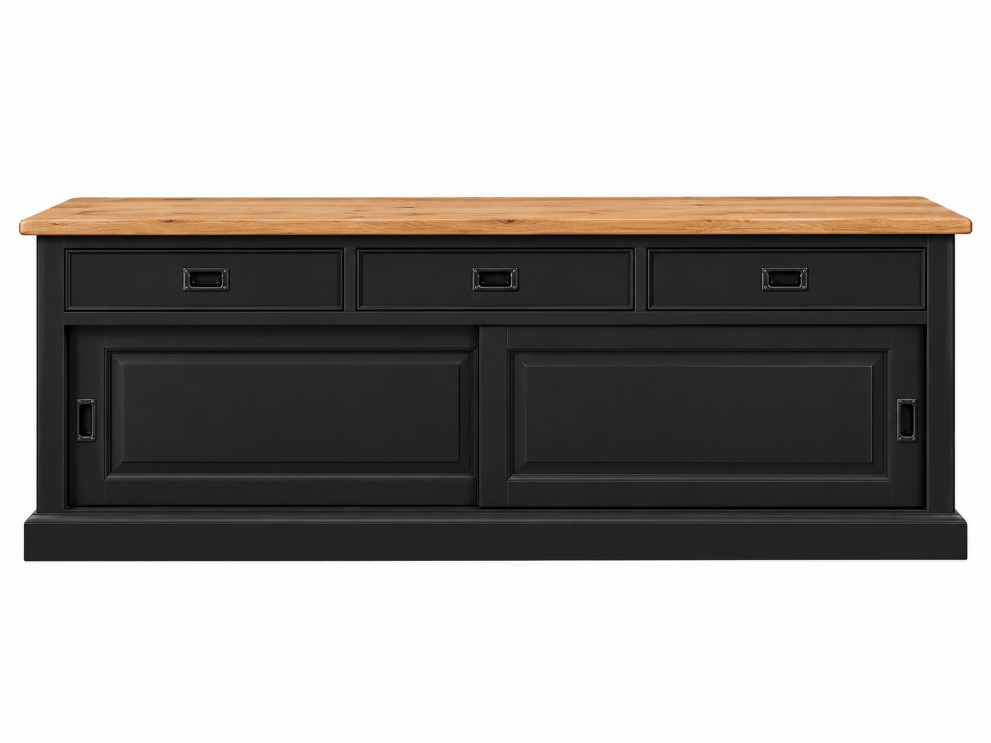 TV Board Neuss 165 cm schwarz/eiche - Lowboard mit Schiebetüren