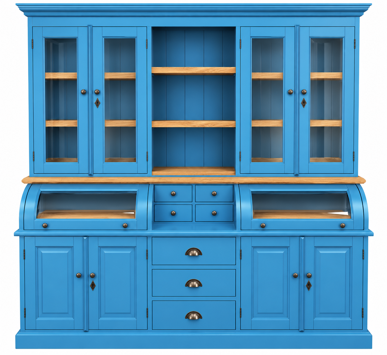 Buffet Schrank Berlin 200 cm Blau mit Eiche- Landhaus Möbel