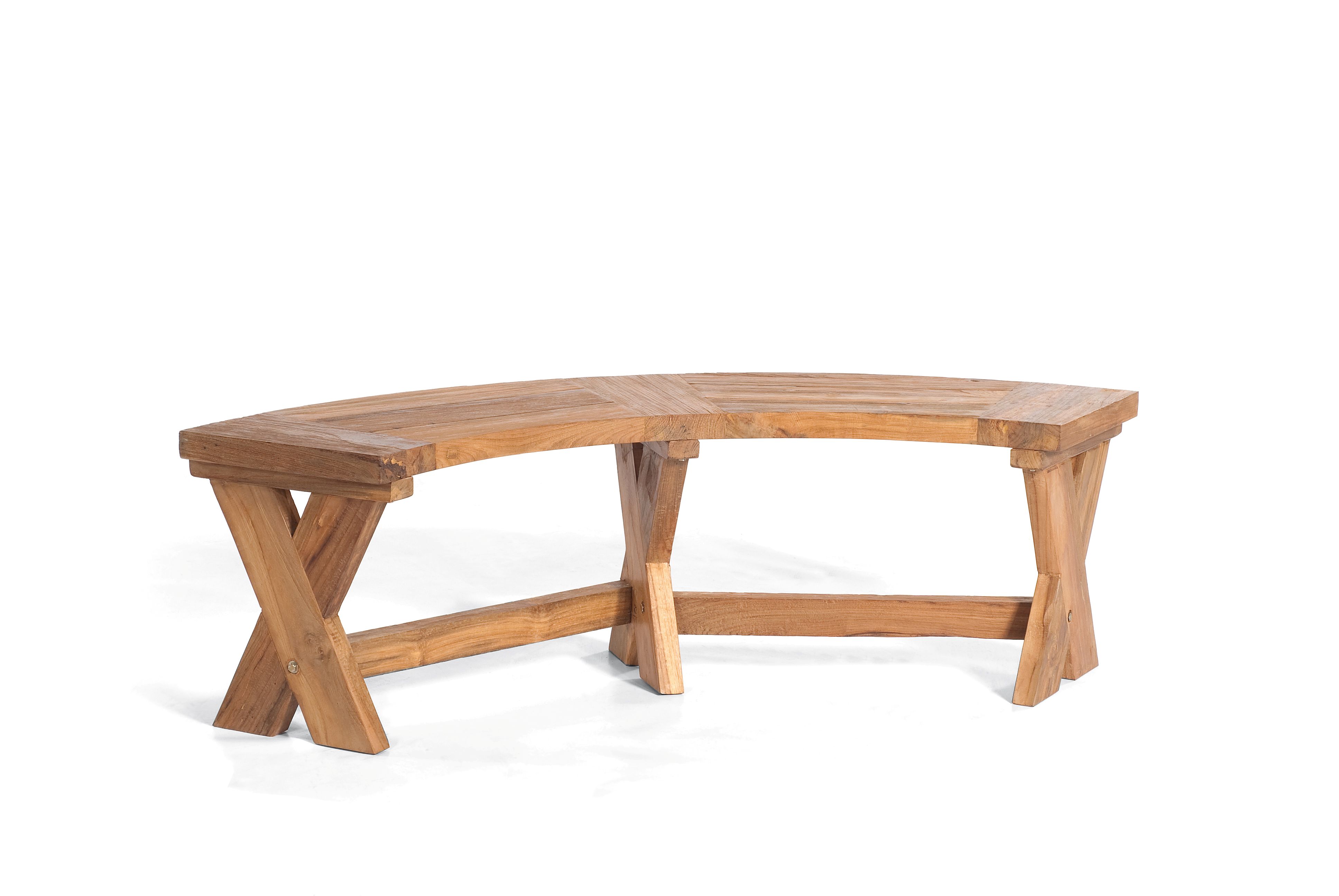 QUANTUM Viertelkreis Gartenbank aus Old Teak – 155 cm