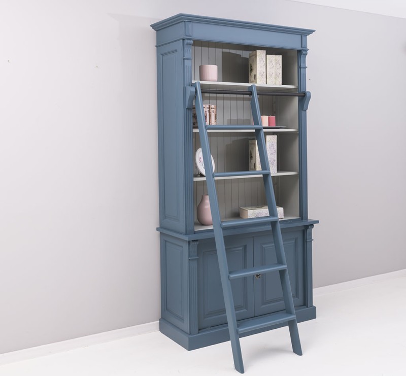 2-türiges Bücherregal mit Leiter 120 cm Bücherwand