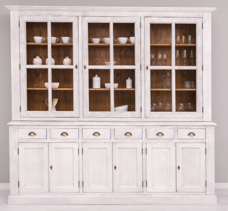Vitrinen Schrank aus Massivholz Küchenschrank 245 cm