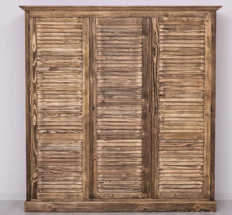 Landhaus Lamellen Kleiderschrank 3-türig Massivholz Schrank - verschiedene Varianten