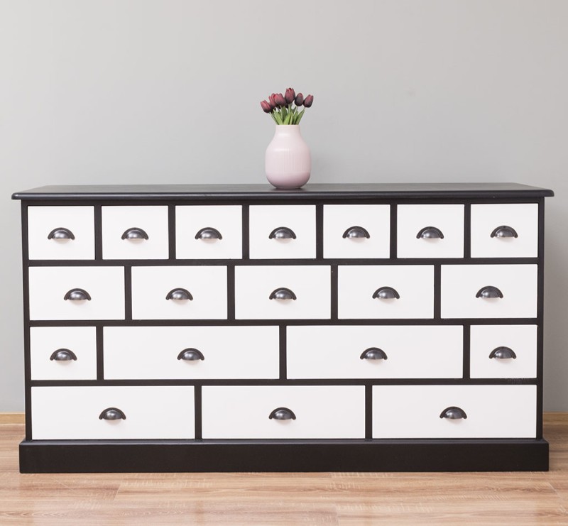 Apothekerschrank 180 cm breit, 19 Schubladen Kommode Landhaus