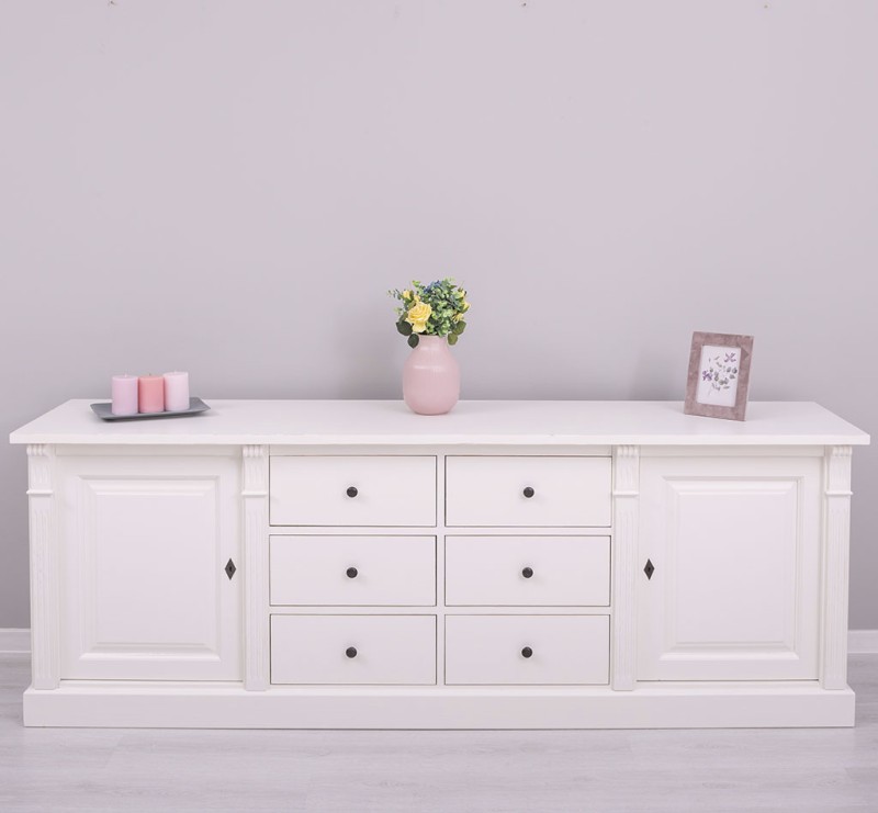 Massive Anrichte mit 6 Schubladen und 2 Türen - Landhaus Sideboard