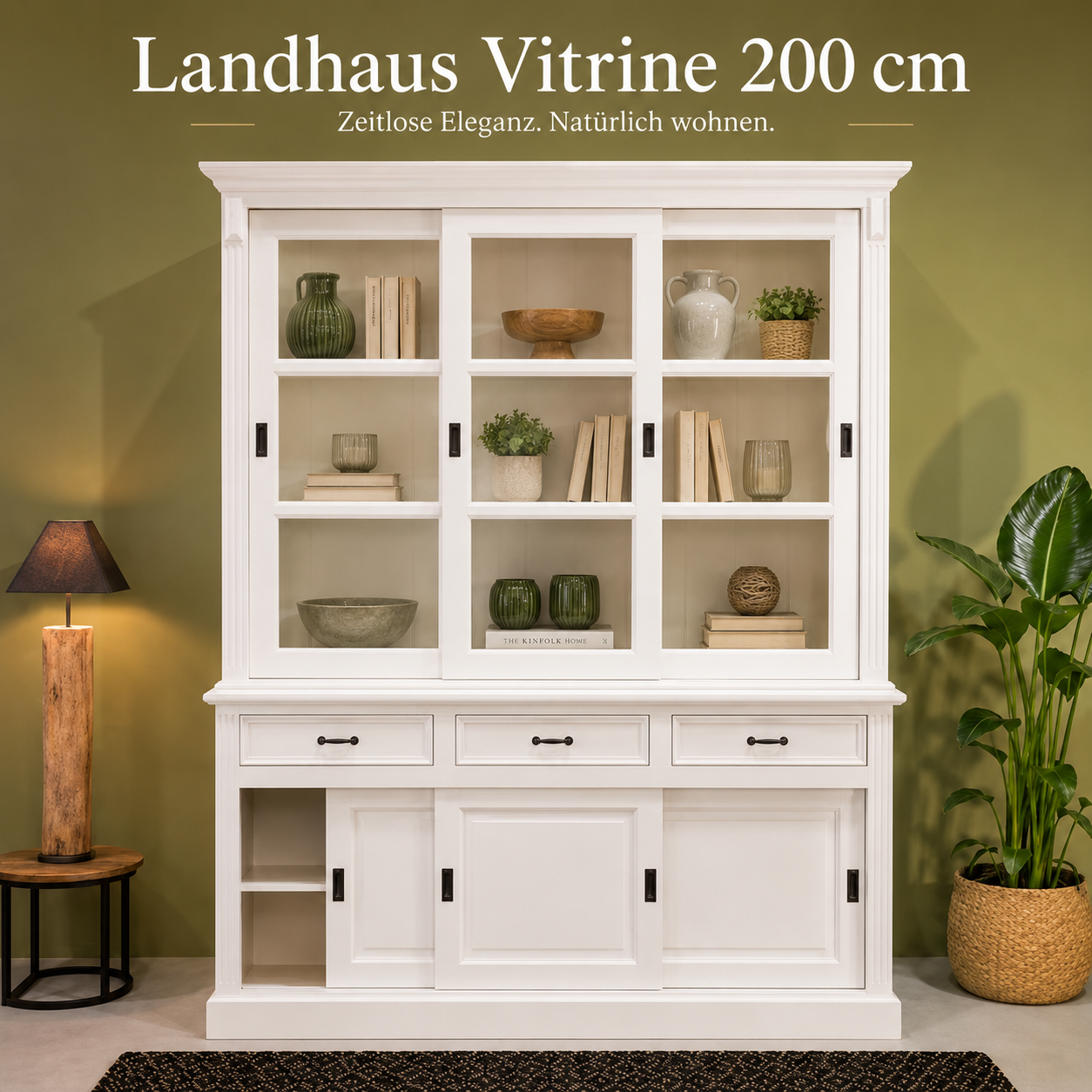 Vitrinen Schrank Vincenza weiß 200 cm