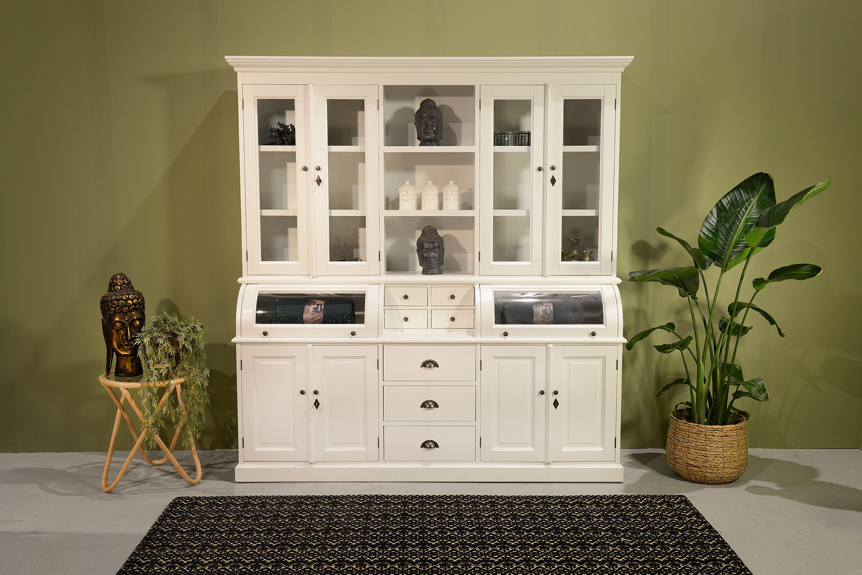 Buffet Schrank Berlin weiß 180cm - Landhaus Vitrine