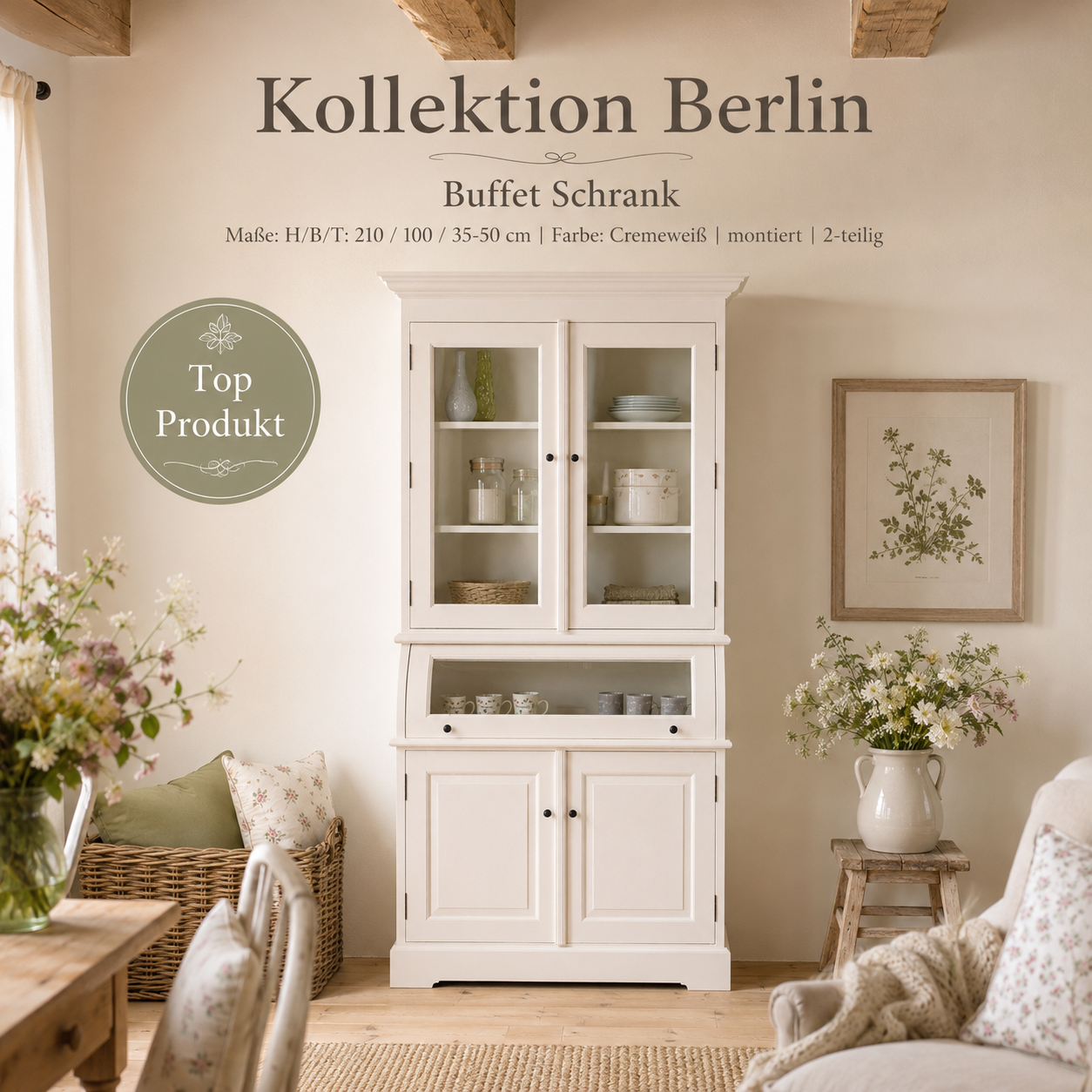 Buffet Schrank Berlin 100 cm weiß
