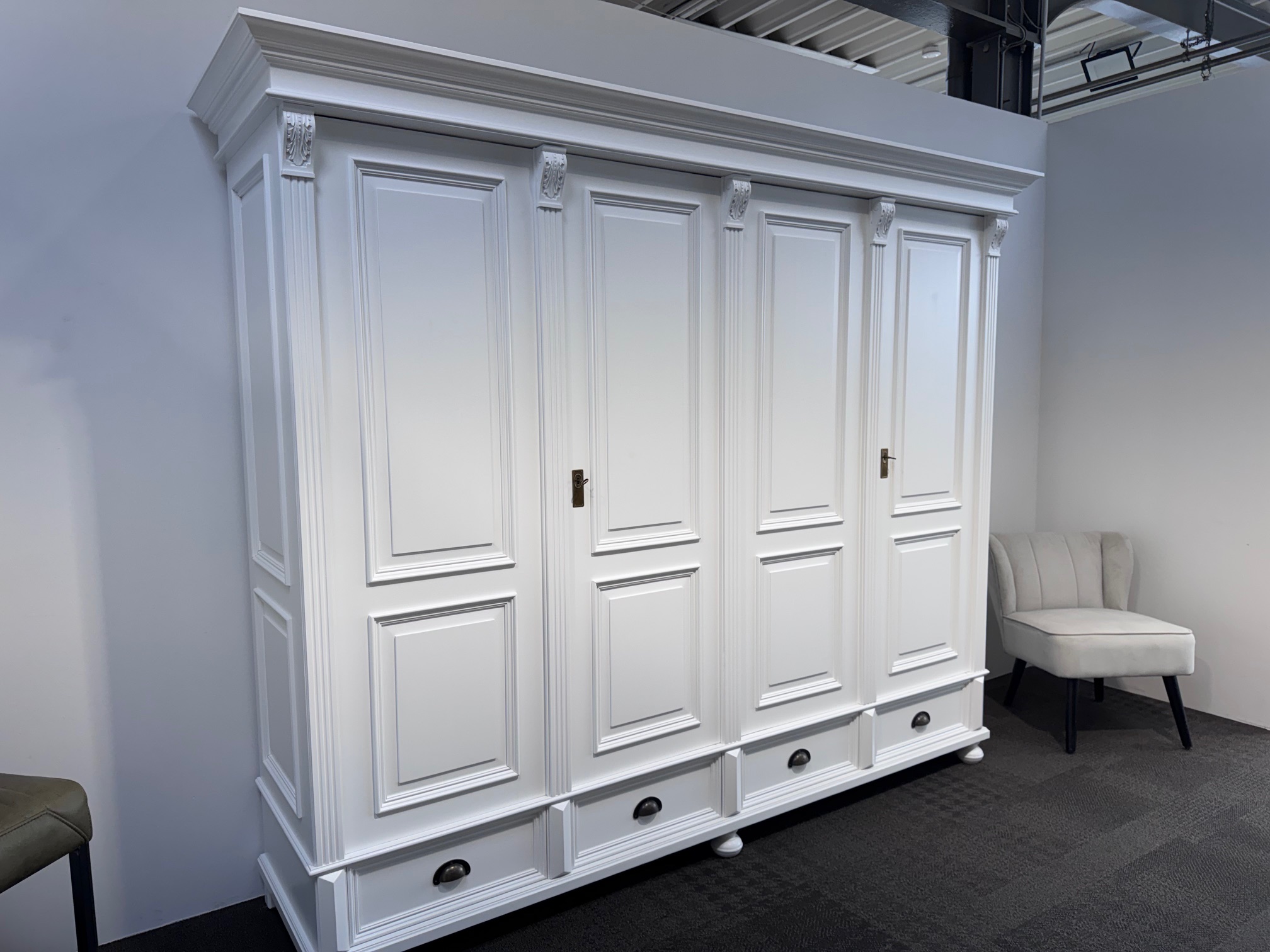 Premium Landhaus Schrank 4 Türig Massivholz zerlegbar Kleiderschrank