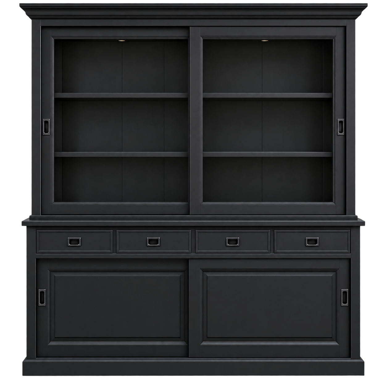 Vitrinen Schrank Neuss 180 cm schwarz - Vitrine mit Schiebetüren