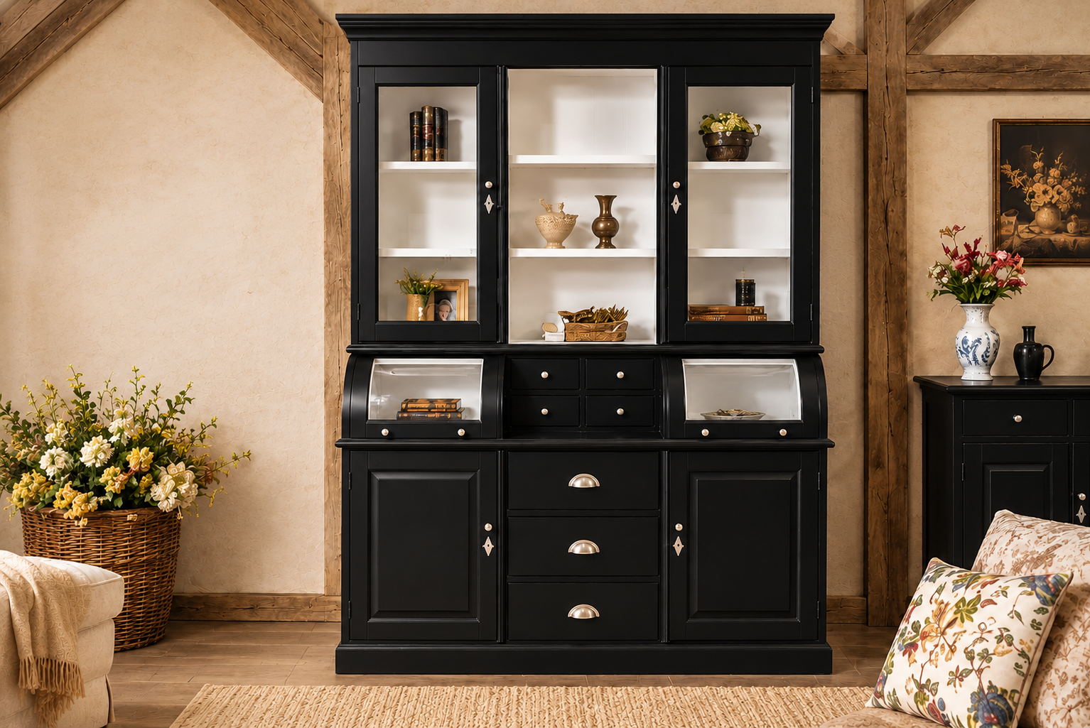 Buffet Schrank Berlin 150 cm schwarz - weiß