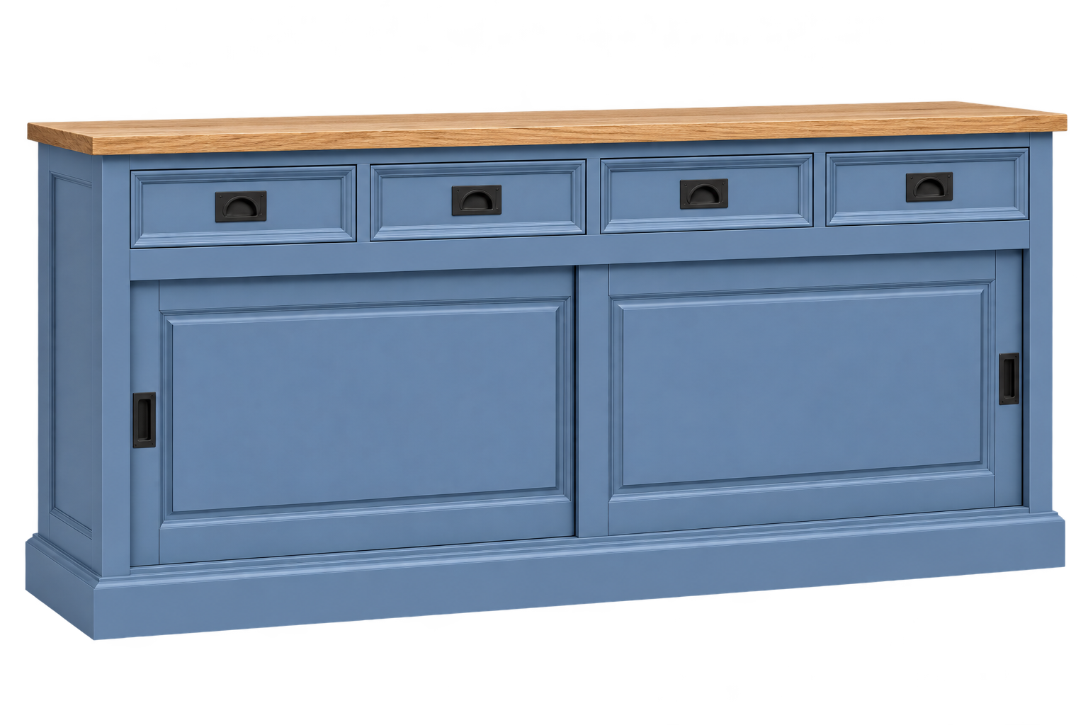 Sideboard Neuss taubenblau/eiche 180 cm mit Schiebetüren im Landhaus Stil