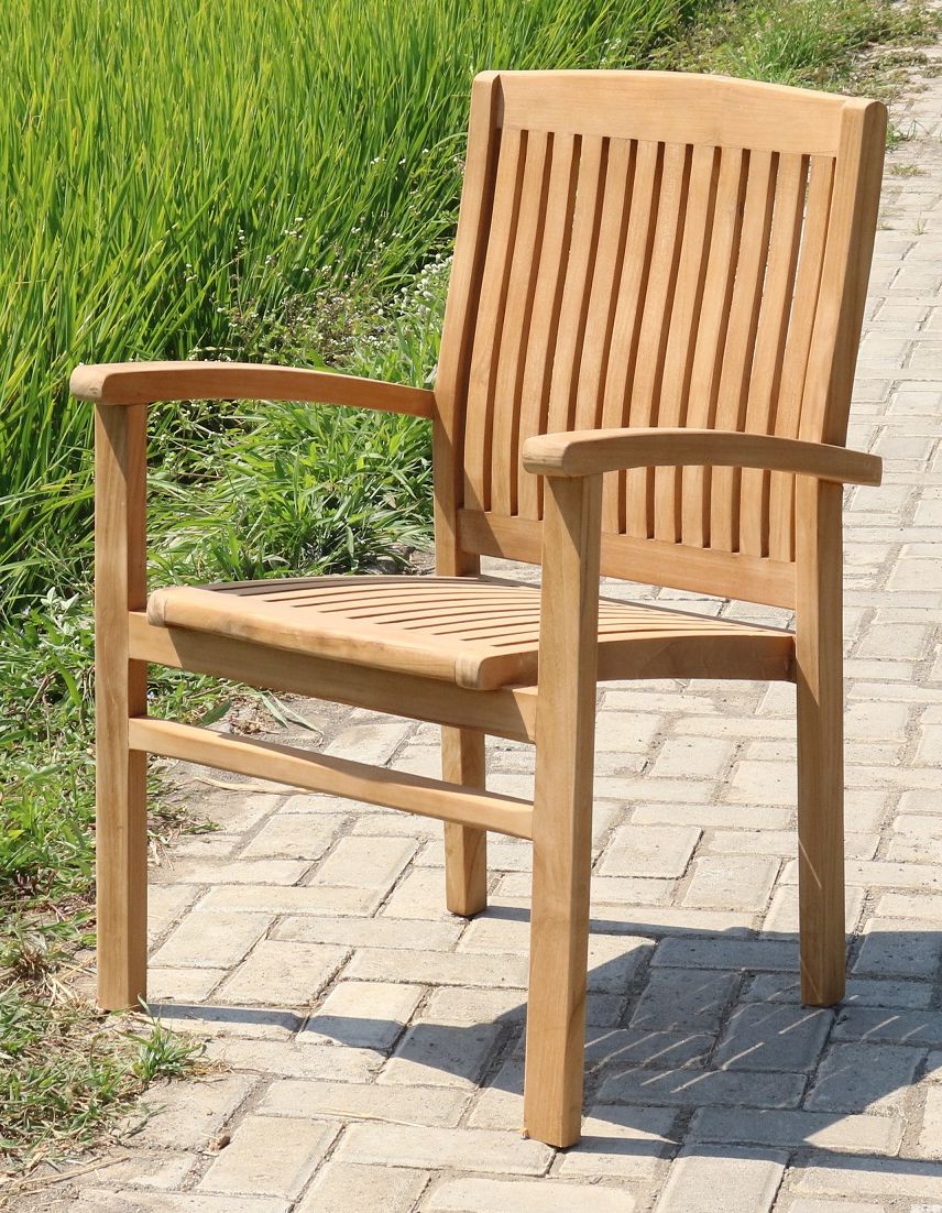 Gartenstuhl Stapel Teak 8er Set Teakholz Stuhl Outdoor (stapelbar)