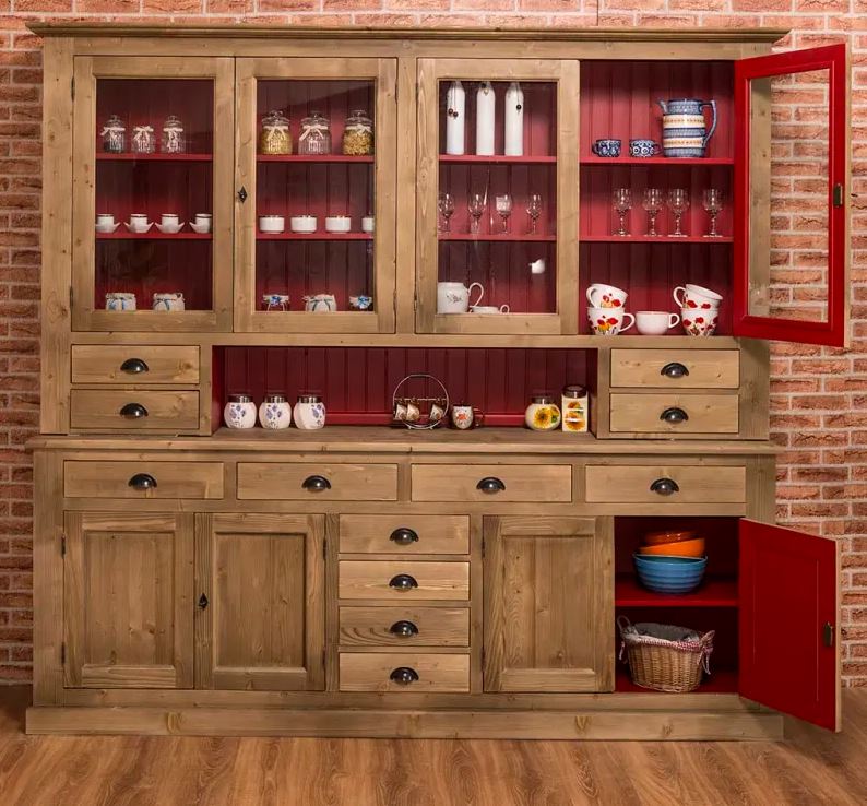 Landhaus Küchenschrank im Landhausstil aus Massivholz Küchen Schrank 245 cm