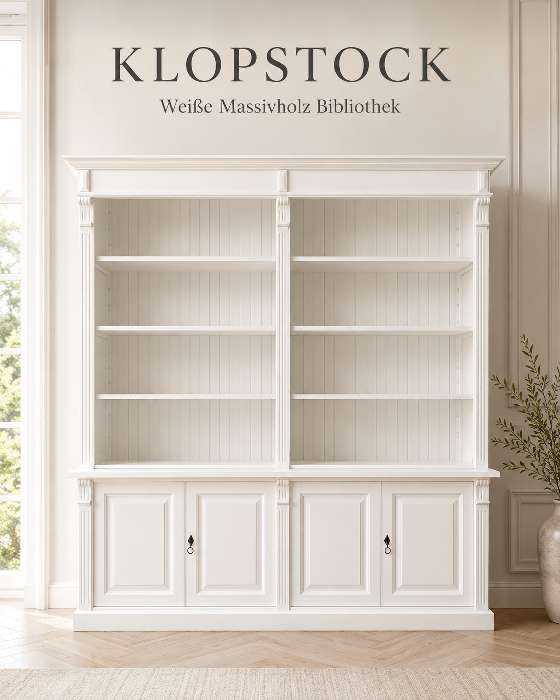 Bücherschrank im Landhaus Stil - Massivholz Regal 225cm
