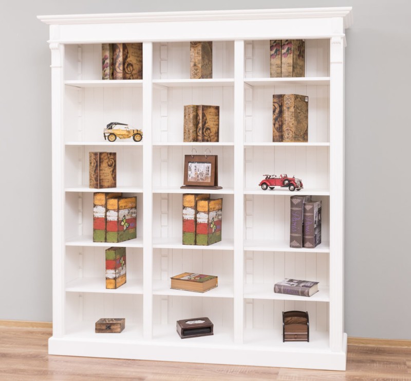Dreifaches Bücherregal Landhausstil aus Massivholz Kiefer – individuell & hochwertig weiss