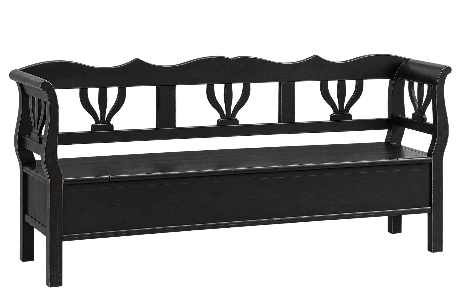 Truhenbank Tulpe aus Weichholz lackiert 180 cm schwarz