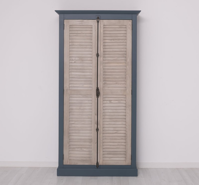 Shutter Kleiderschrank Massivholz Kiefer – 2 Lamellentüren, 109x210x40 cm
