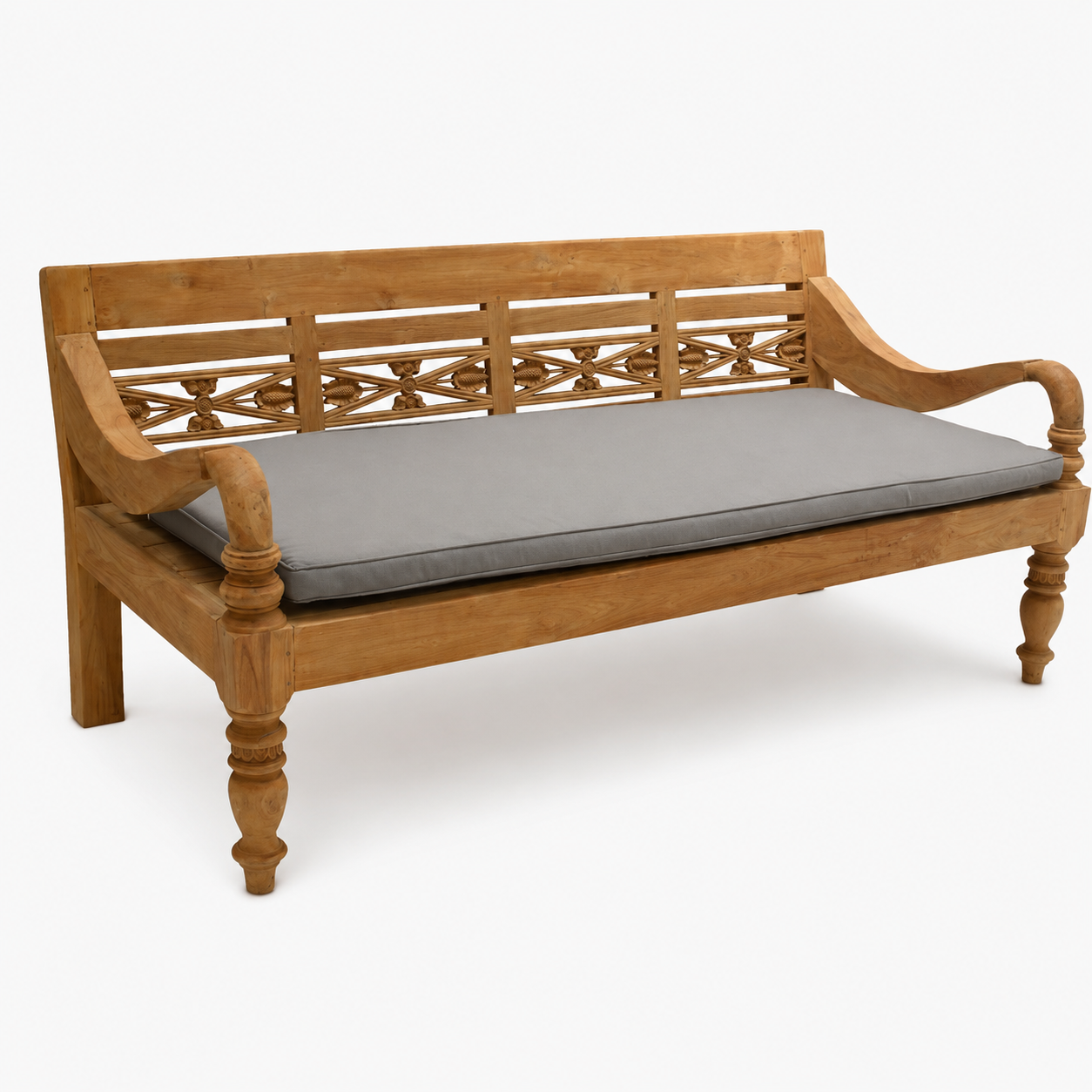 Lounge Bank Kornblume 240 cm – massive Teak Gartenbank mit Sitzkissen