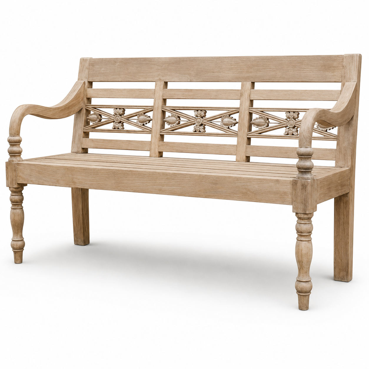 Gartenbank Outdoor 150 cm – Vintage Teakbank aus recyceltem Teakholz ergraut