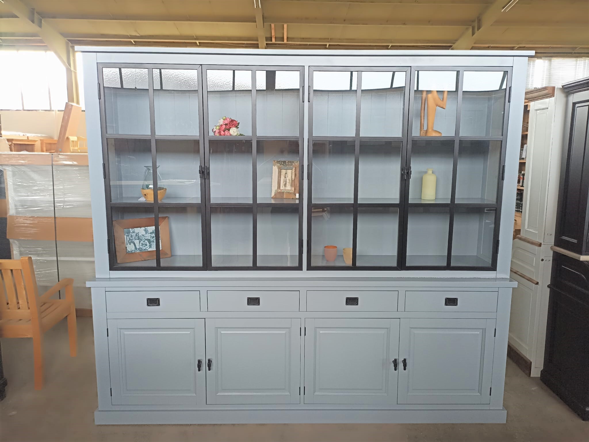 Vitrinen Schrank Cabinet 250 cm  - grau