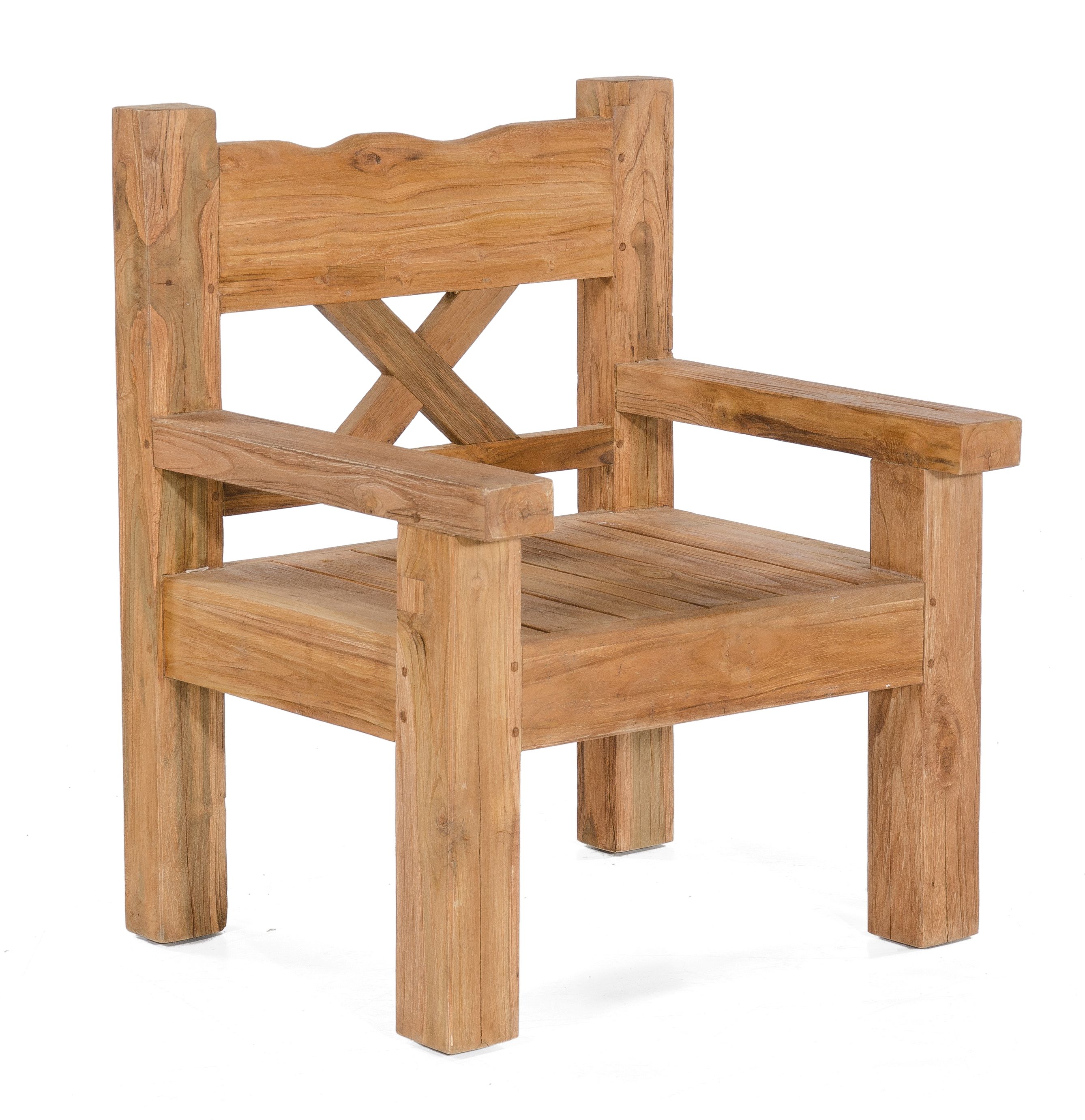 JUMBO Gartensessel Old Teak  – Massive Holzbank im Wikingerstil