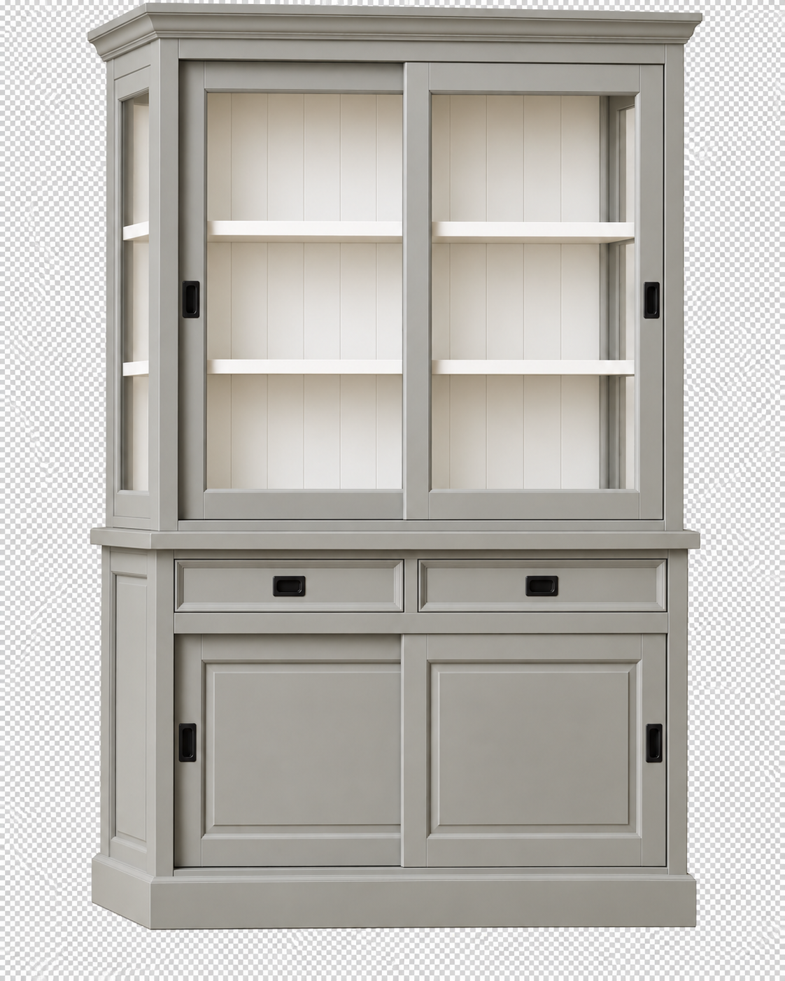 Vitrinen Schrank Neuss 150 cm Murano/Weiß - Buffet Schrank mit Schiebetüren