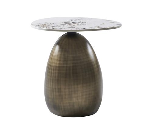 Castello runder Beistelltisch mit Keramik Multicolor Tischplatte Bronze