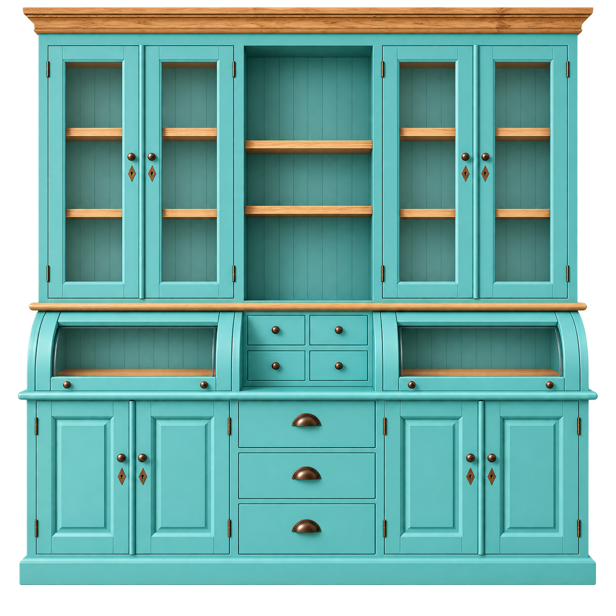 Buffet Schrank Berlin 200 cm türkisblau mit Eiche