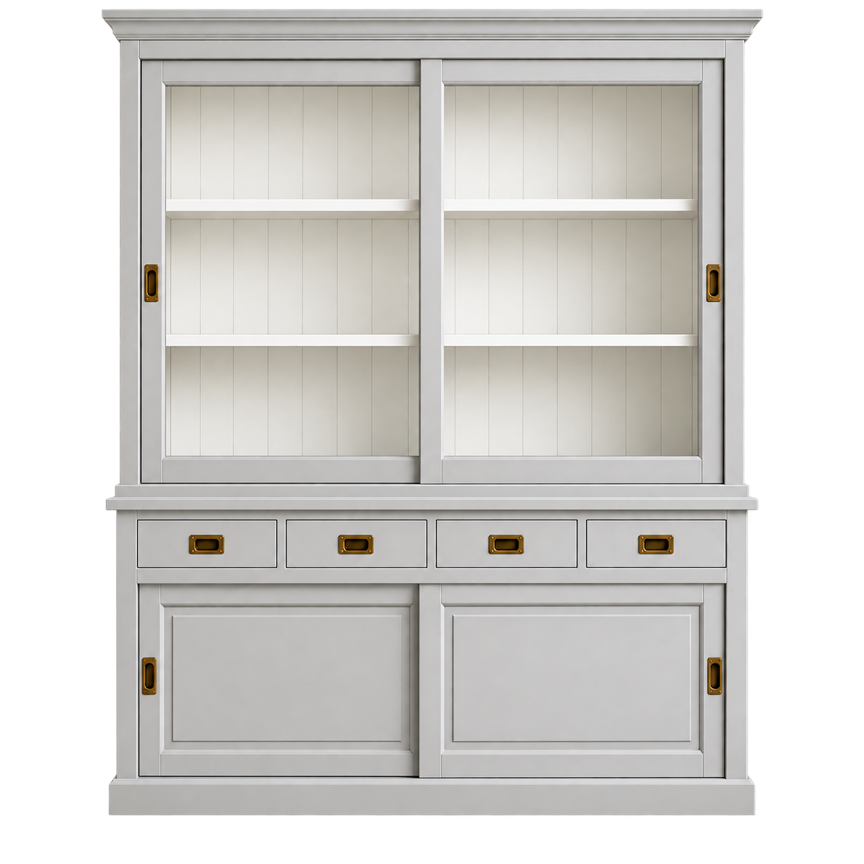 Vitrinen Schrank Neuss 180 cm Lichtgrau - Vitrine mit Schiebetüren