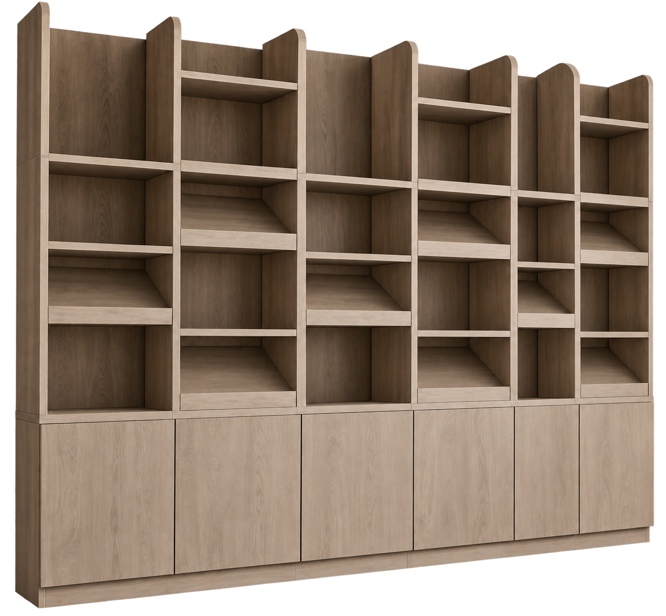 Exklusives individuelles Weinregalsystem aus Eichen-Massivholz – 328 cm