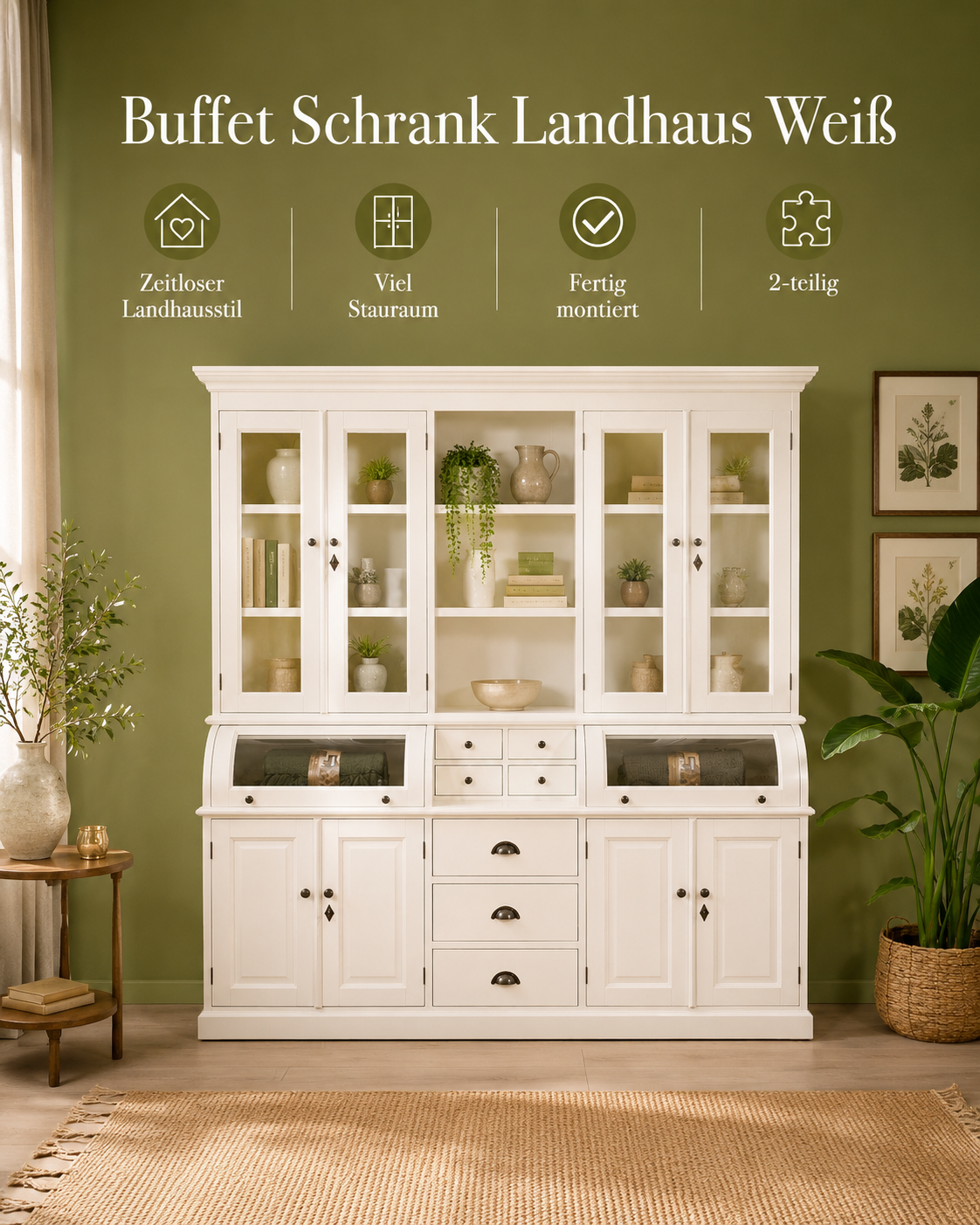 Buffet Schrank Berlin im Landhausstil – weiß