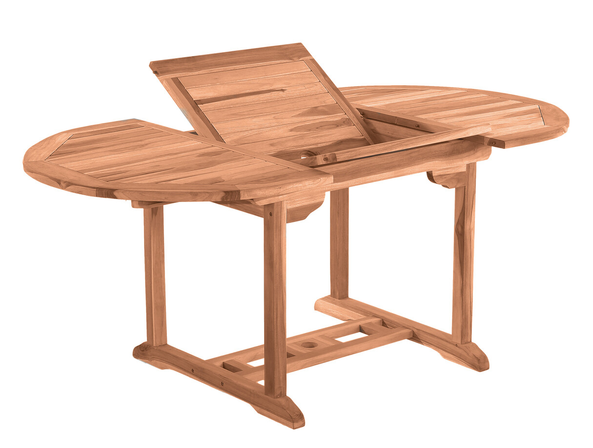 Runder Teak Gartentisch 120cm - Outdoor Tisch erweiterbar auf 170 cm