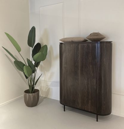 Noor Schrank 150 cm Mangoholz 2 Türen  Mattpolitur Wohnzimmerschrank Retro- Stil Dunkelfarbig