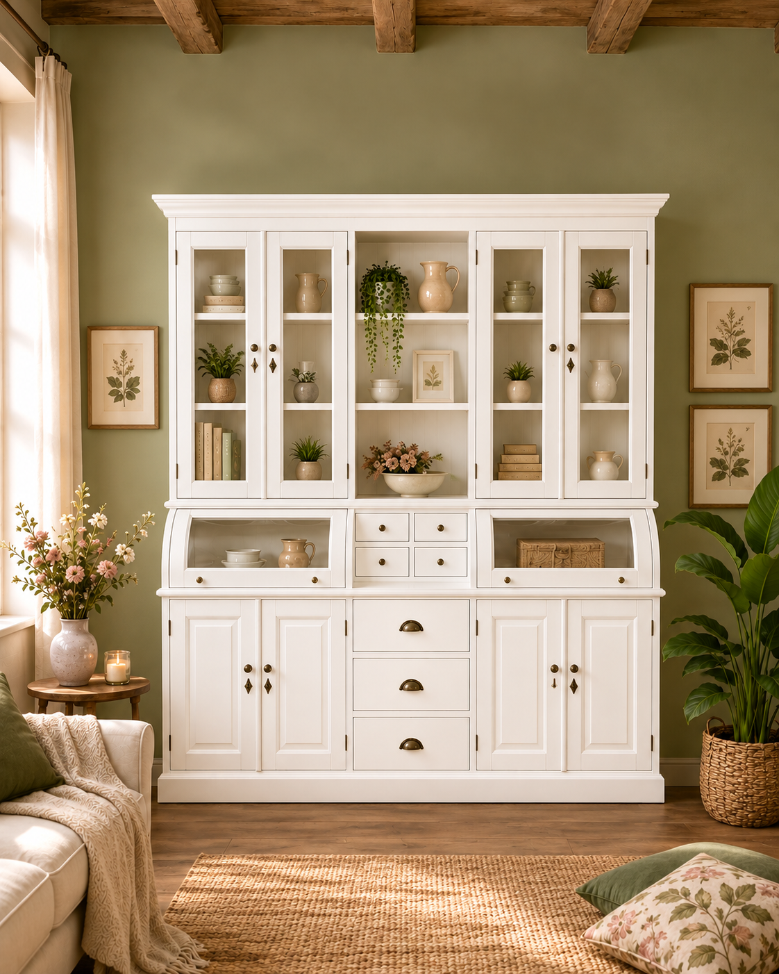 Buffet Schrank Berlin  200 cm im Landhausstil – weiß  200 cm