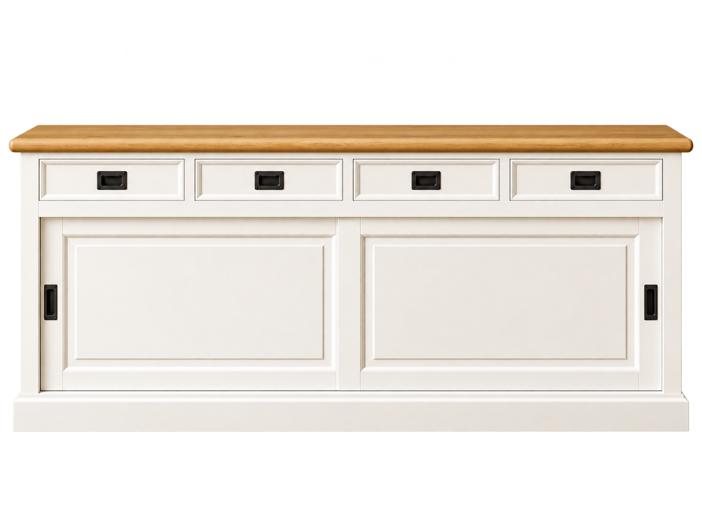 Sideboard Neuss weiss/eiche 180 cm mit Schiebetüren im Landhaus Stil