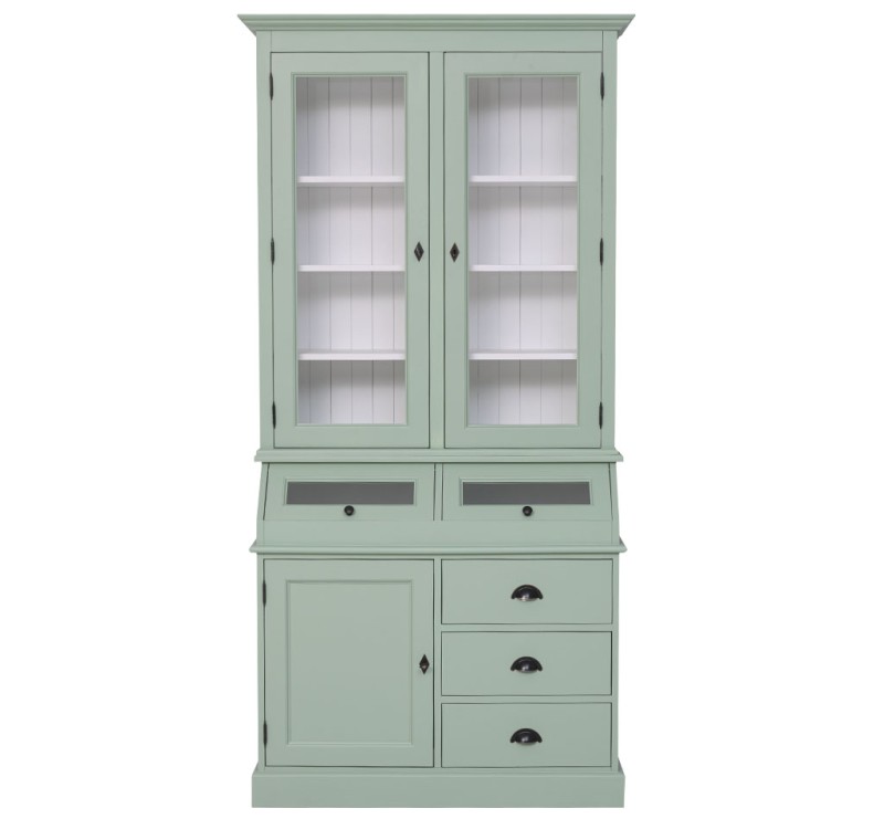 Landhaus Vitrinen Schrank 113 cm breit  zweifarbig