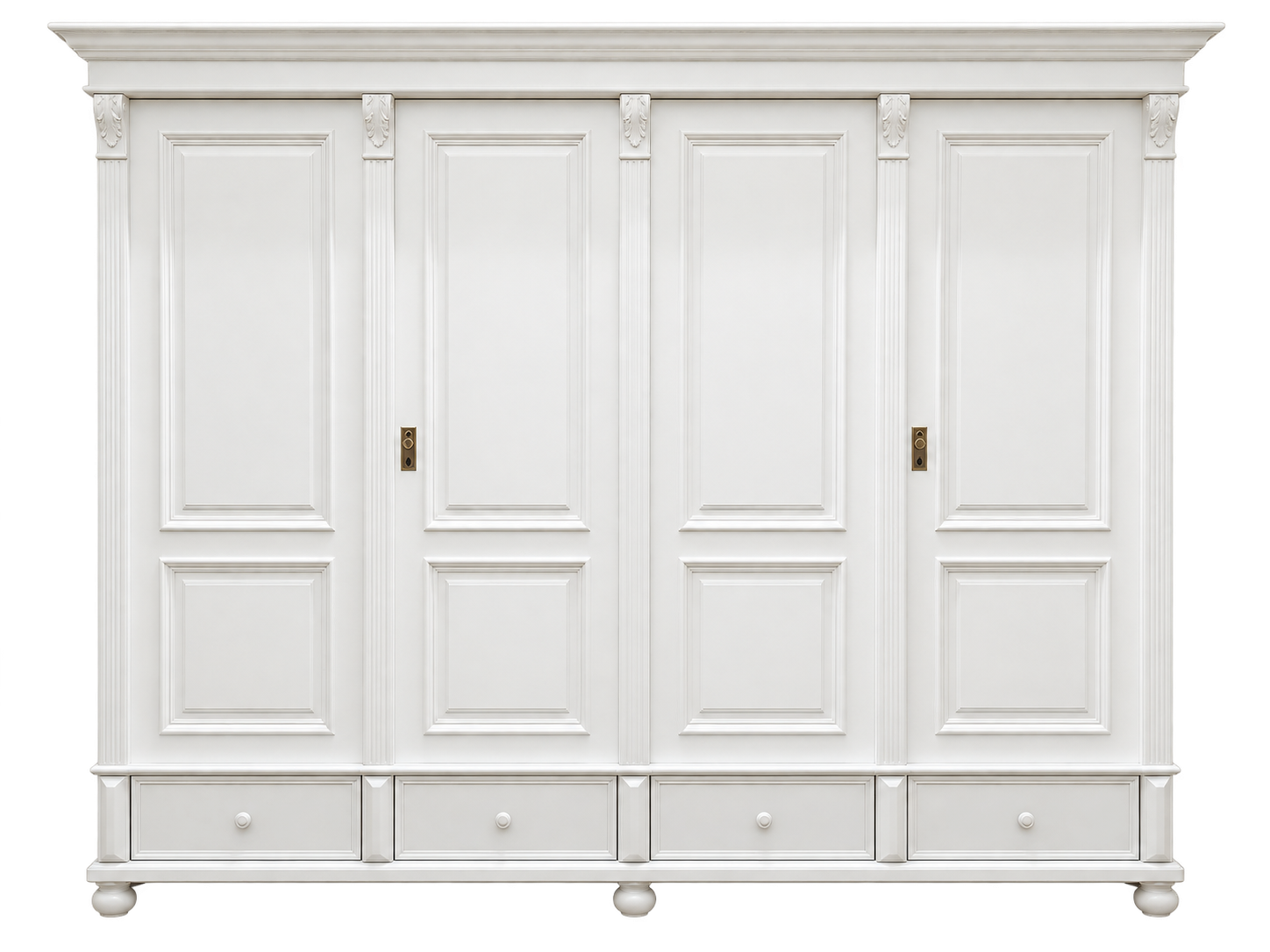 Premium Landhaus Schrank 4 Türig Massivholz zerlegbar Kleiderschrank
