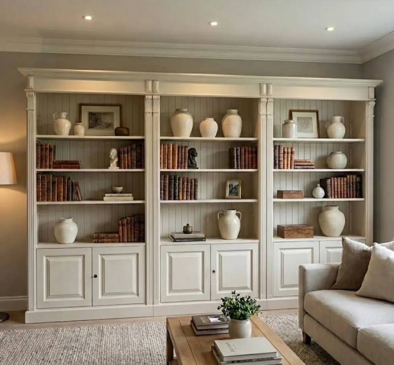 Massives Kiefernholz Bücherregal „Directoire“ – Eleganz & Stauraum