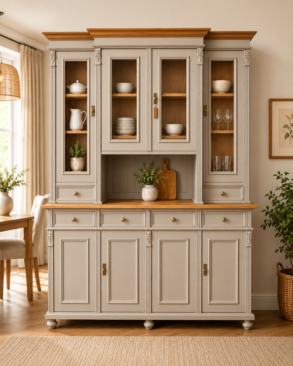Premium Buffetschrank Landhaus Massivholz mit Türen und Schubladen