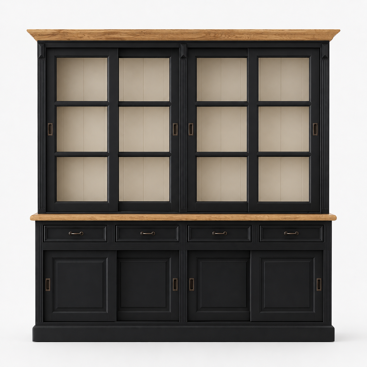 Vitrinen Schrank Vincenza 220 cm Landhaus Vitrine - verschiedene Farben