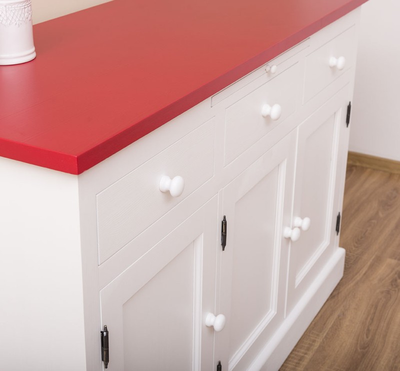 Landhaus Sideboard mit ausziehbaren Ablageflächen - Massive Kommode