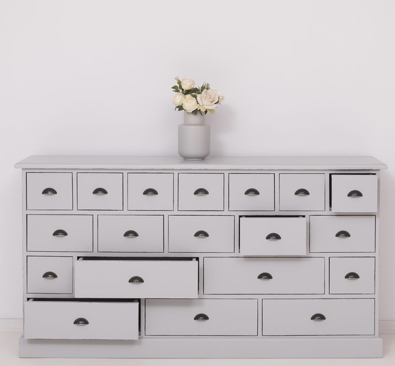 Apothekerschrank 180 cm breit, 19 Schubladen Kommode Landhaus