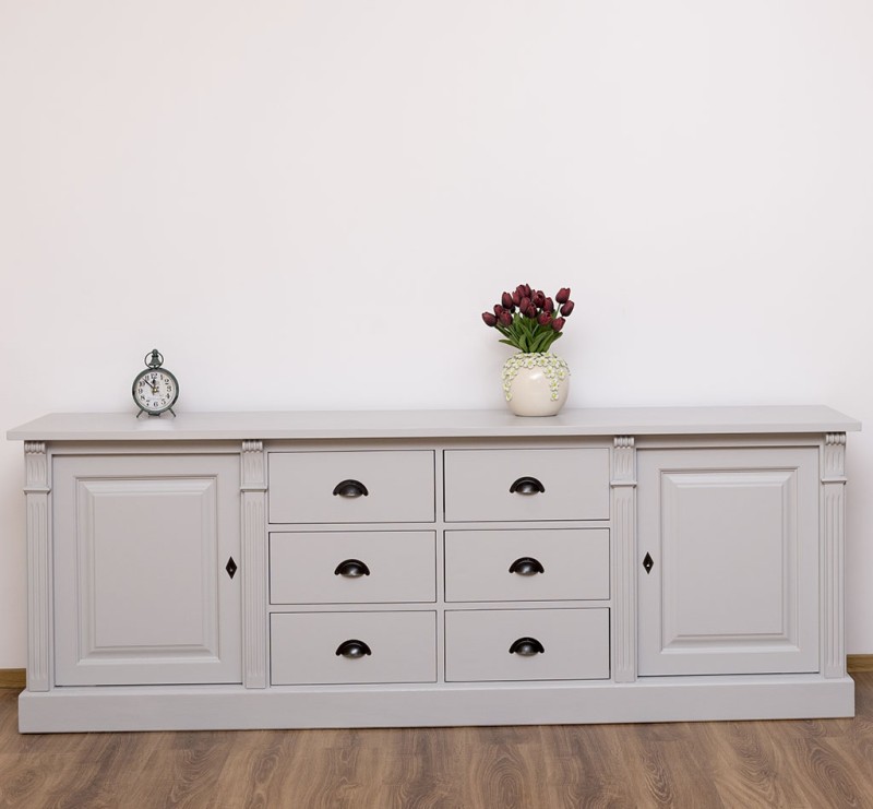 Massive Anrichte mit 6 Schubladen und 2 Türen - Sideboard im Landhaus Stil