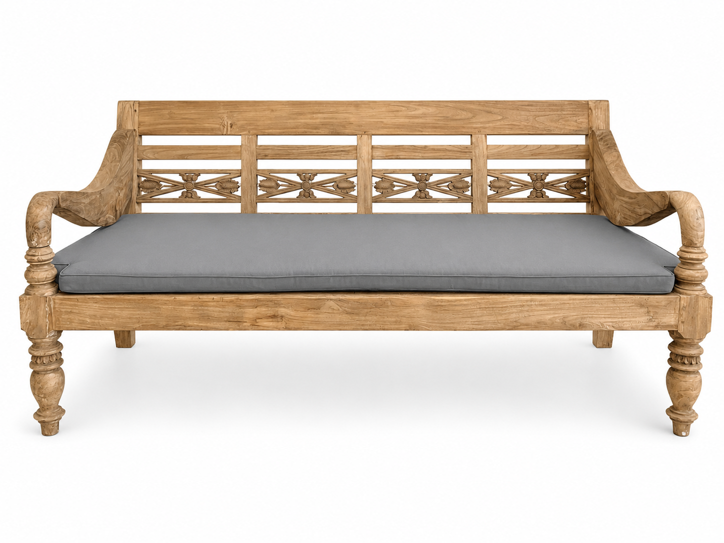 Lounge Bank Kornblume aus Teakholz | Massive Gartenbank mit Kissen