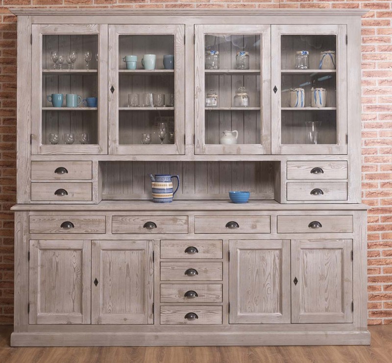 Landhaus Küchenschrank im alten Landhausstil aus Massivholz Küchen Schrank 245 cm