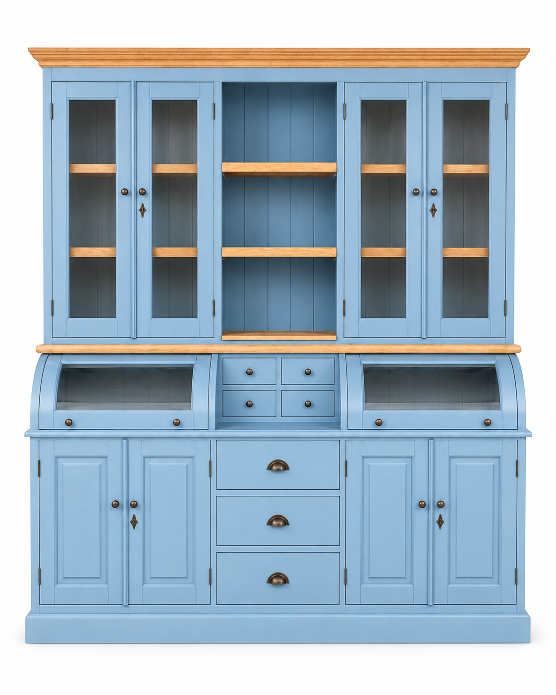 Premium 3-türiger Kleiderschrank beigebraun – Weichholz, Landhausstil, mit Spiegel & 3 Schubladen