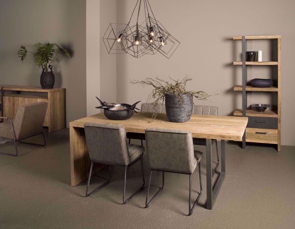 Lucca Esstisch aus Teakholz Metall/Holz Gestell